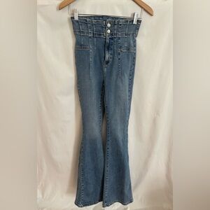 Free People We The Free Flare Denim High Rise Stretch Light Wash Women’s SZ 26